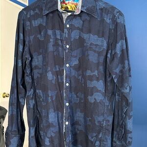 Robert Graham Blue Camouflage Dress Shirt